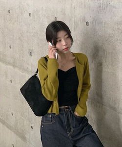 Pod Crop Long Sleeve Cardigan Knitwear