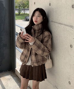 OSシーチェックハイネックダウンジャケット