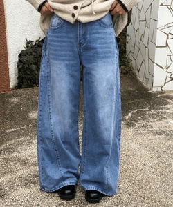 寬版打褶裁片丹寧牛仔褲 2色 秋季穿搭款