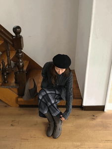 Tam check long skirt