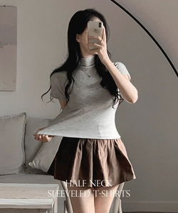 디노 하프넥 기모 캡소매 티셔츠