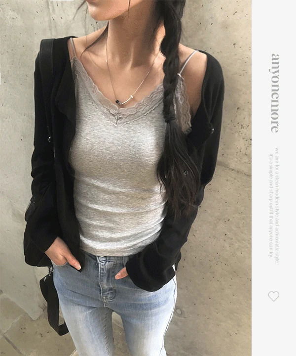 Hugo Lace Layered Ribbed Cap Sleeveless 