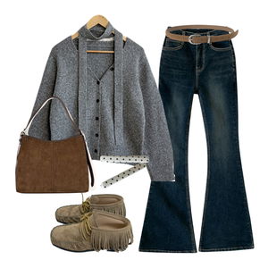 jeans,Cardigan/Vest,belt 코디