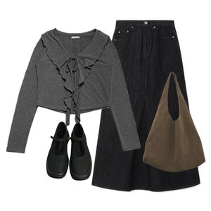 skirt,Cardigan/Vest,flats 코디