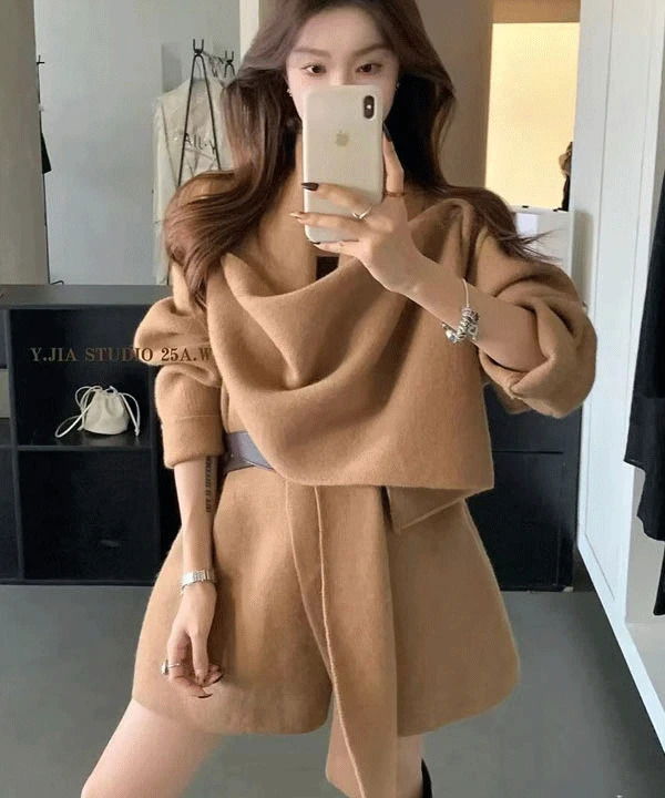 D78 Muffler Collar Knitwear Jacket