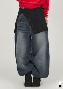 Button Layered Knit Skirt SK018