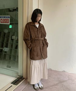 리에린 스웨이드 하프 코트