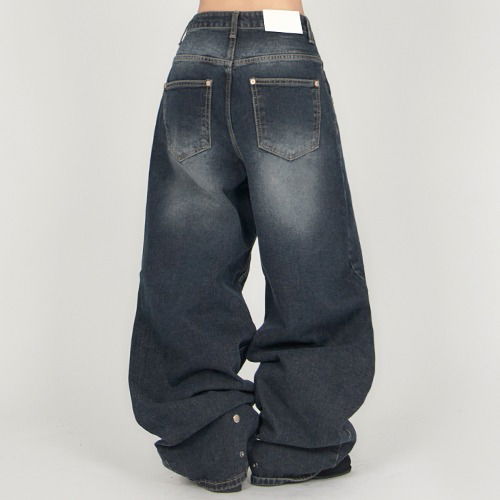 Hem Snap Deep Denim Wide Denim DE057