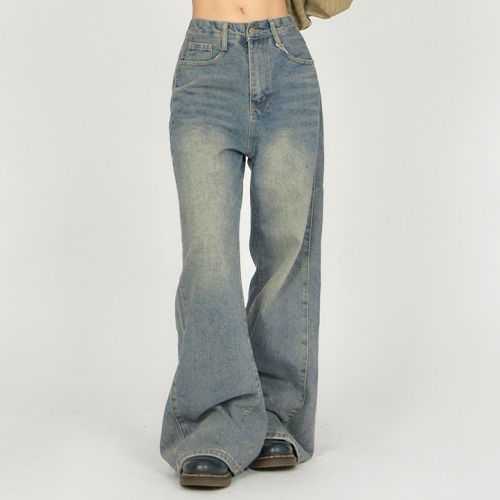 經典喇叭刷色牛仔褲DE060