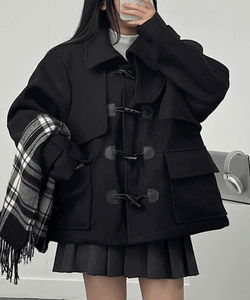 러블리 빅카라 모직 떡볶이 숏 코트