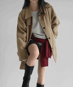 Arquette Suede High Neck Half Jacket