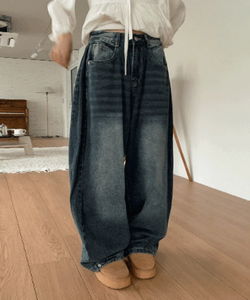 Allende Balloon Wide Snap Denim Pants