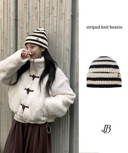 麥爾文羊毛條紋針織毛帽