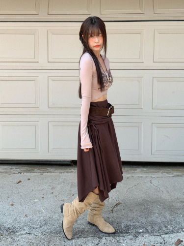 Layered shirring skirt 裙子