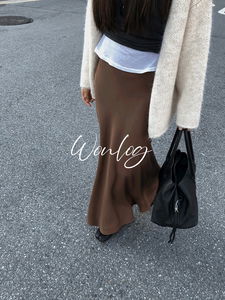 #ONEDAYWONT Merlin Cube Long Skirt; Brown