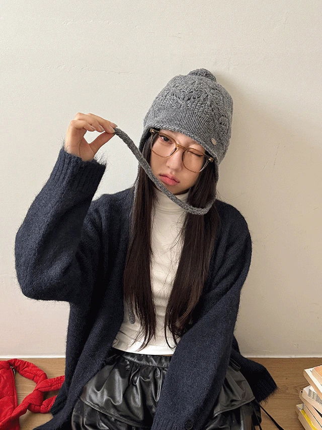 바우딘 방울 팬던트 울 니트 비니 모자