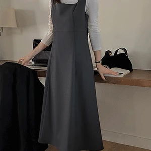 아델로아 스퀘어넥 뷔스티에 롱 원피스