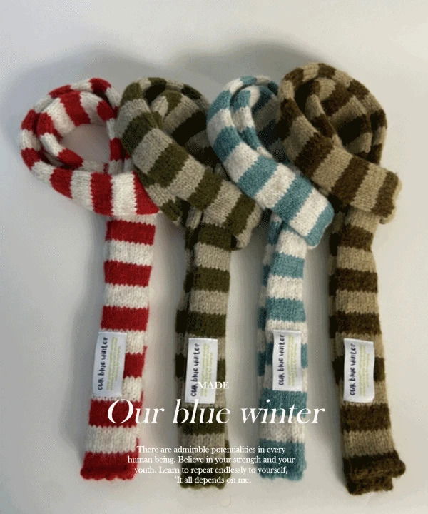 Martin Striped Stripe Knitwear Muffler Thin Neckerchief Choker 4 Colors