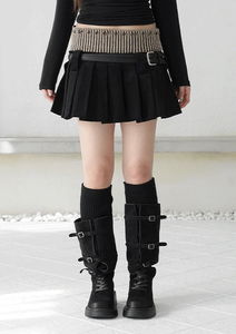 休閒燈芯絨百褶迷你裙