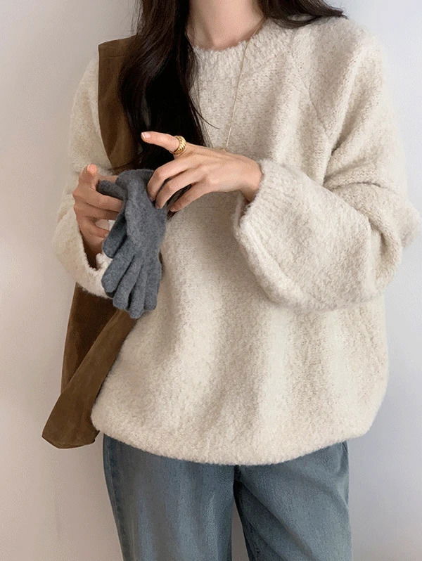 Ensi Boucle Round Wool Knitwear - 2 colors