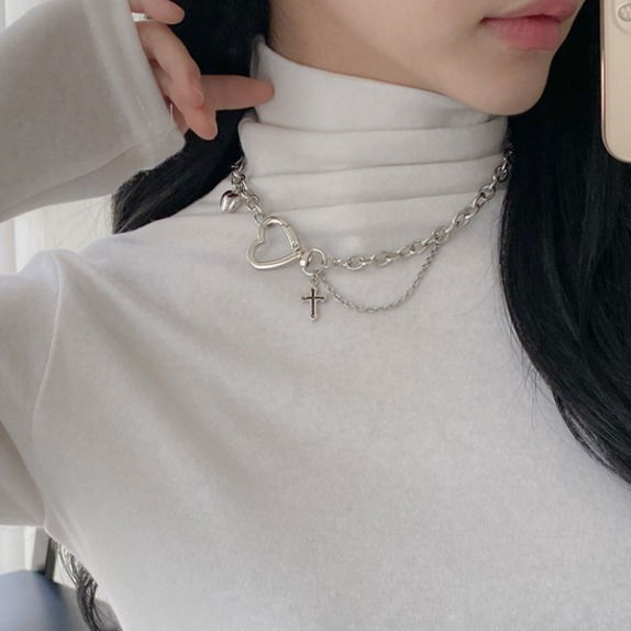 Genie Heart Cross Chain Necklace