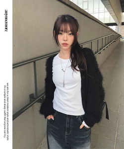 지온 앙고라 브이넥 루즈핏 니트 가디건 (8color)