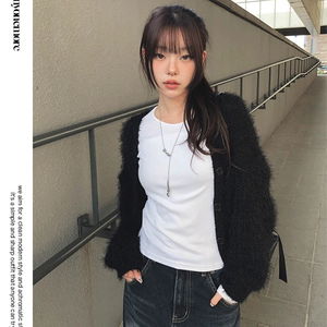 ジオンアンゴラVネックルーズフィットニットカーディガン