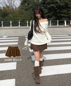 Leader Suede Eyelet Ankle Skirt