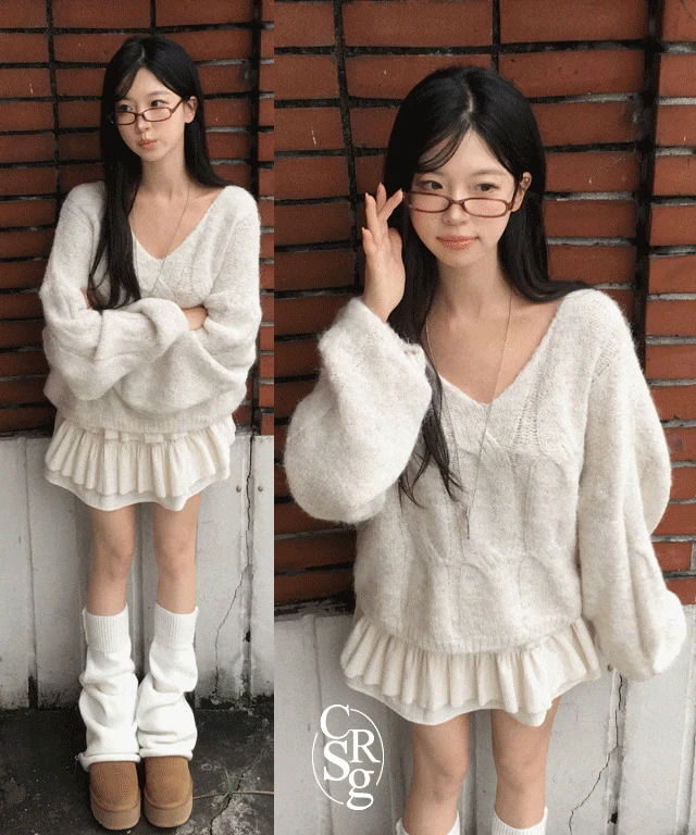 Kendall Mohair Twisted V-Neck Knitwear 