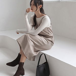 탈리 울 슬리브리스 롱 원피스