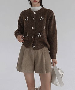 Marty Flower Embroidered Round Knit Cardigan