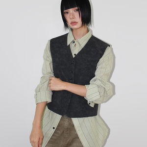 CRACK LEATHER VEST (brown / charcoal)