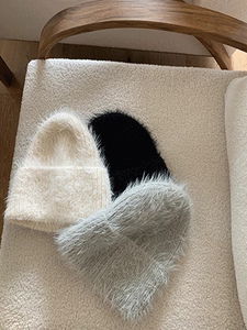 크림 앙고라 비니