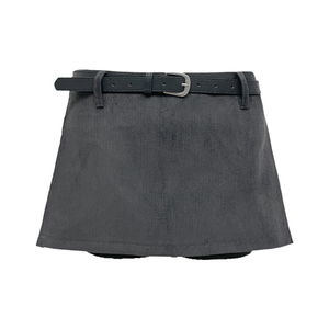 벨리 코듀로이 벨트 미니 스커트