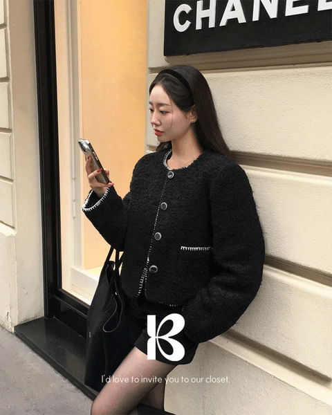 버드 스티치 트위드 자켓