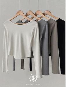 修身剪裁圓領莫代爾長袖T恤