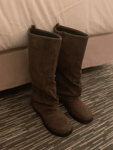 フォールディングスエードウォーマーロングブーツ（2カラー）