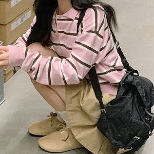 하이단가라knit (카라니트스트라이프,허얇핏)