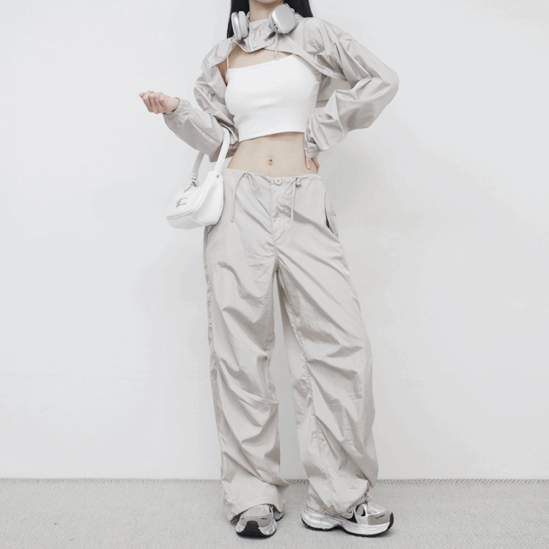 테솔로 스트링 팬츠 - 스트링 디테일 적용된 와이드 팬츠 이미지