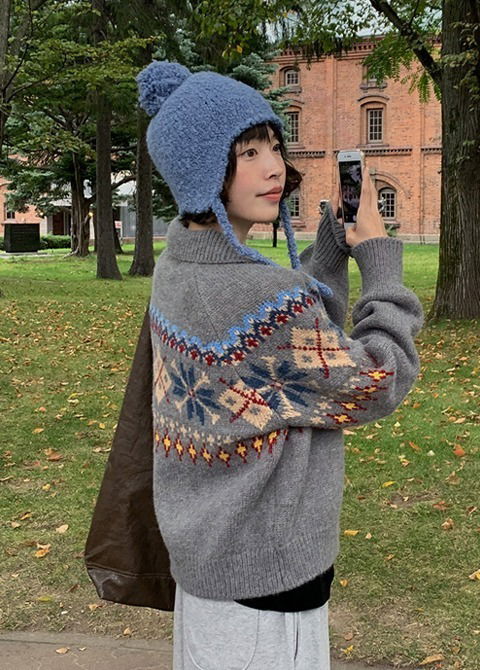 格紋北歐風羊毛針織外套