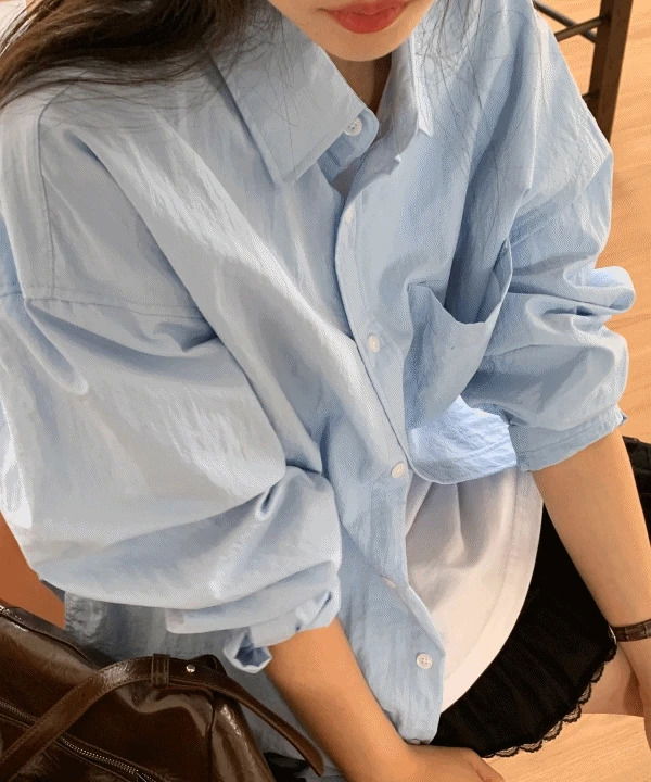 Mototsu Overfit Boxy-fit Spring Nylon Plain Shirt Shirt 7 Colors