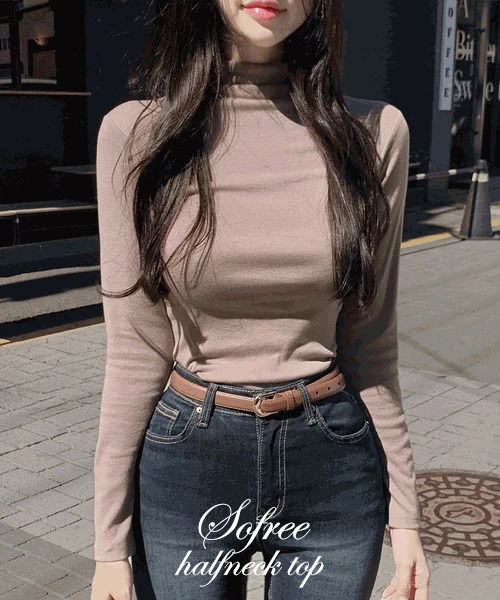 柔挺高領緊身長袖T恤