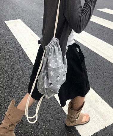 星星圖案黑色帆布托特包