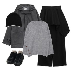 팬츠,코트,니트 코디