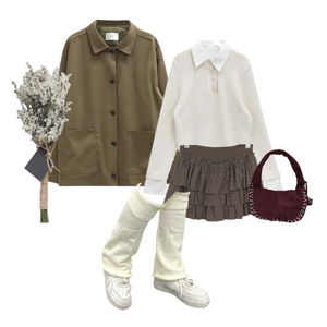 자켓,니트,심볼,텍스트 코디