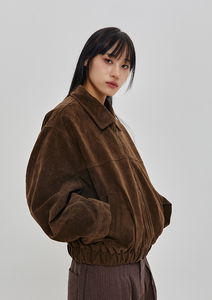 短版寬鬆絨面革夾克