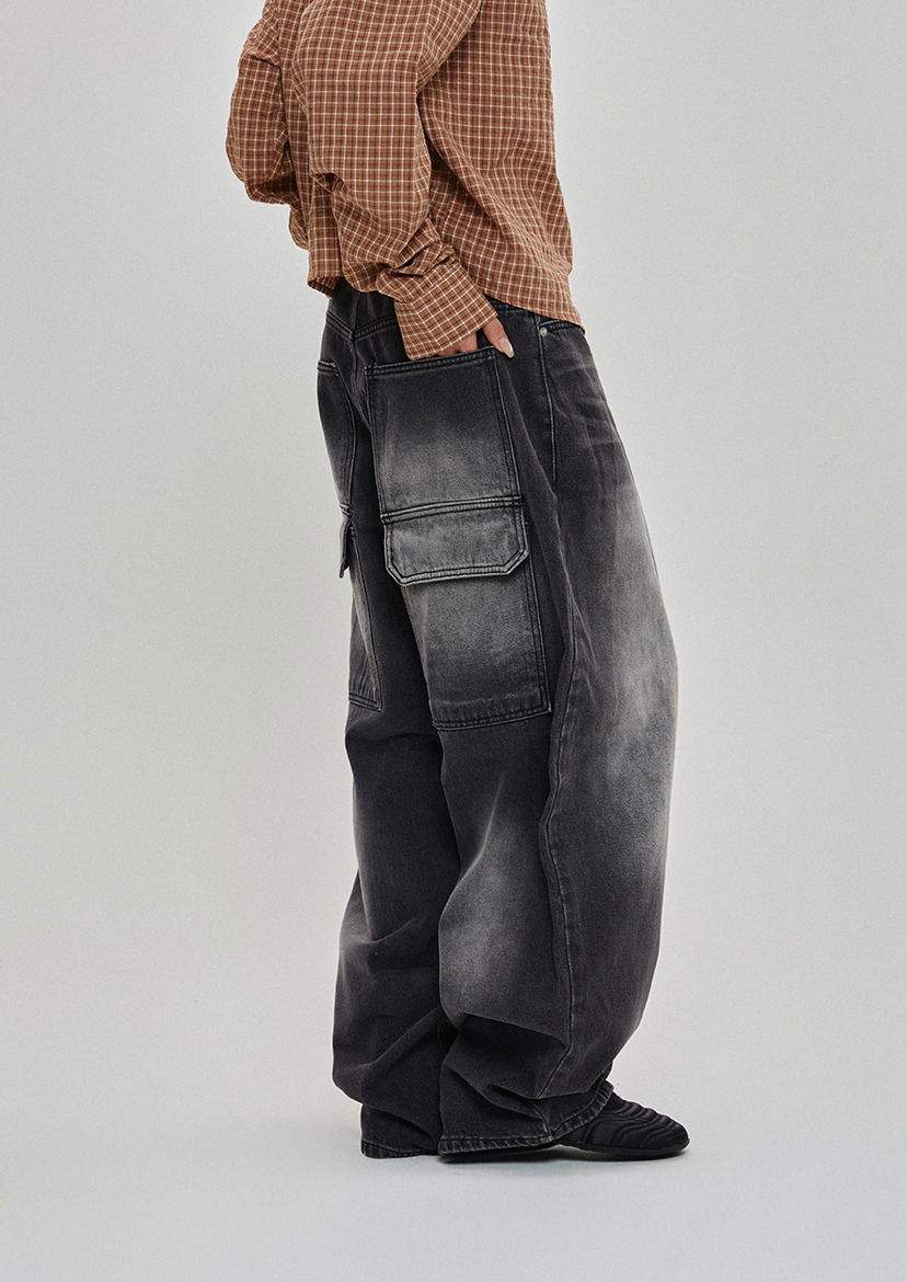 Back double pocket wide pants 長褲