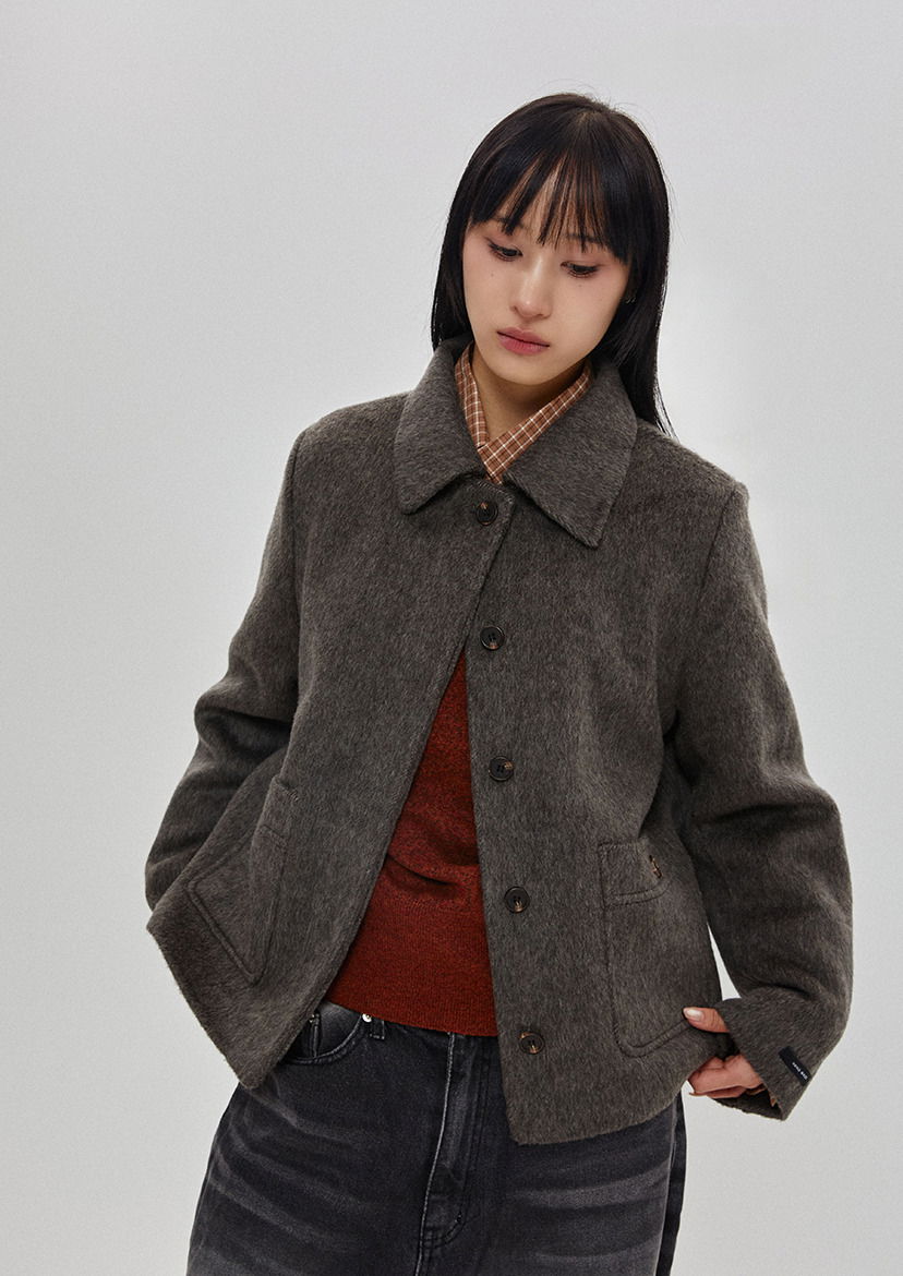 Hidden Button Crop Jacket