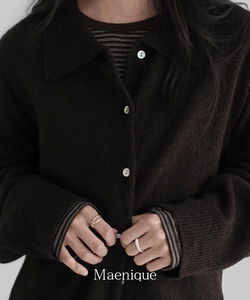 Siren Collar Loose-fit Wool Long Sleeve Knitwear Cardigan
