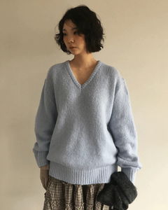 Hime Ultouch V-Neck Knitwear *Sky Blue Same-Day Shipping Available